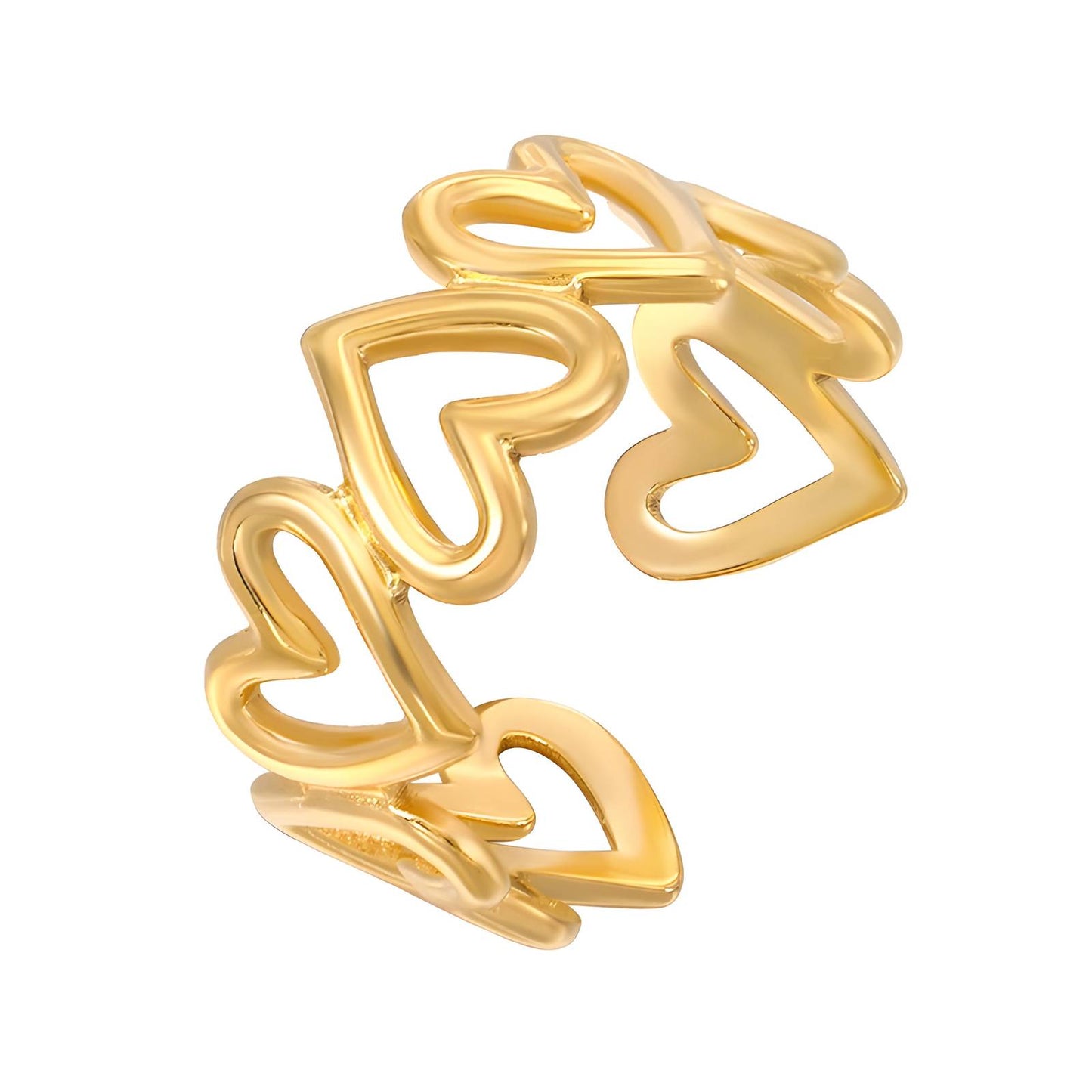 Woven Hearts 18K Gold Plated Steel Ring