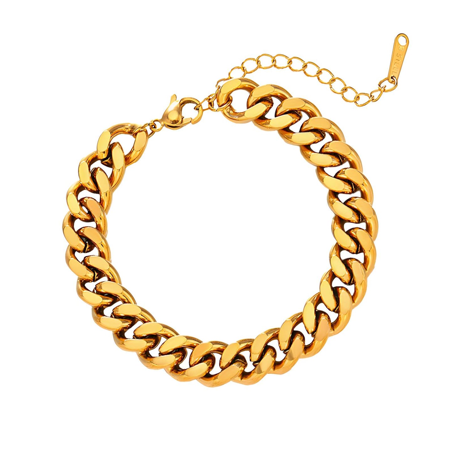 Cuban Link 18K Gold Plated Steel Bracelet