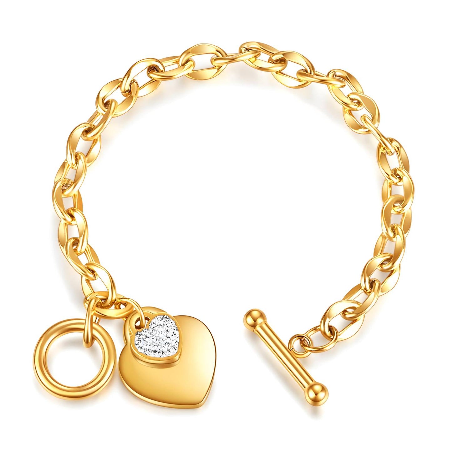 Heart Toggle 18K Gold Plated Steel Bracelet