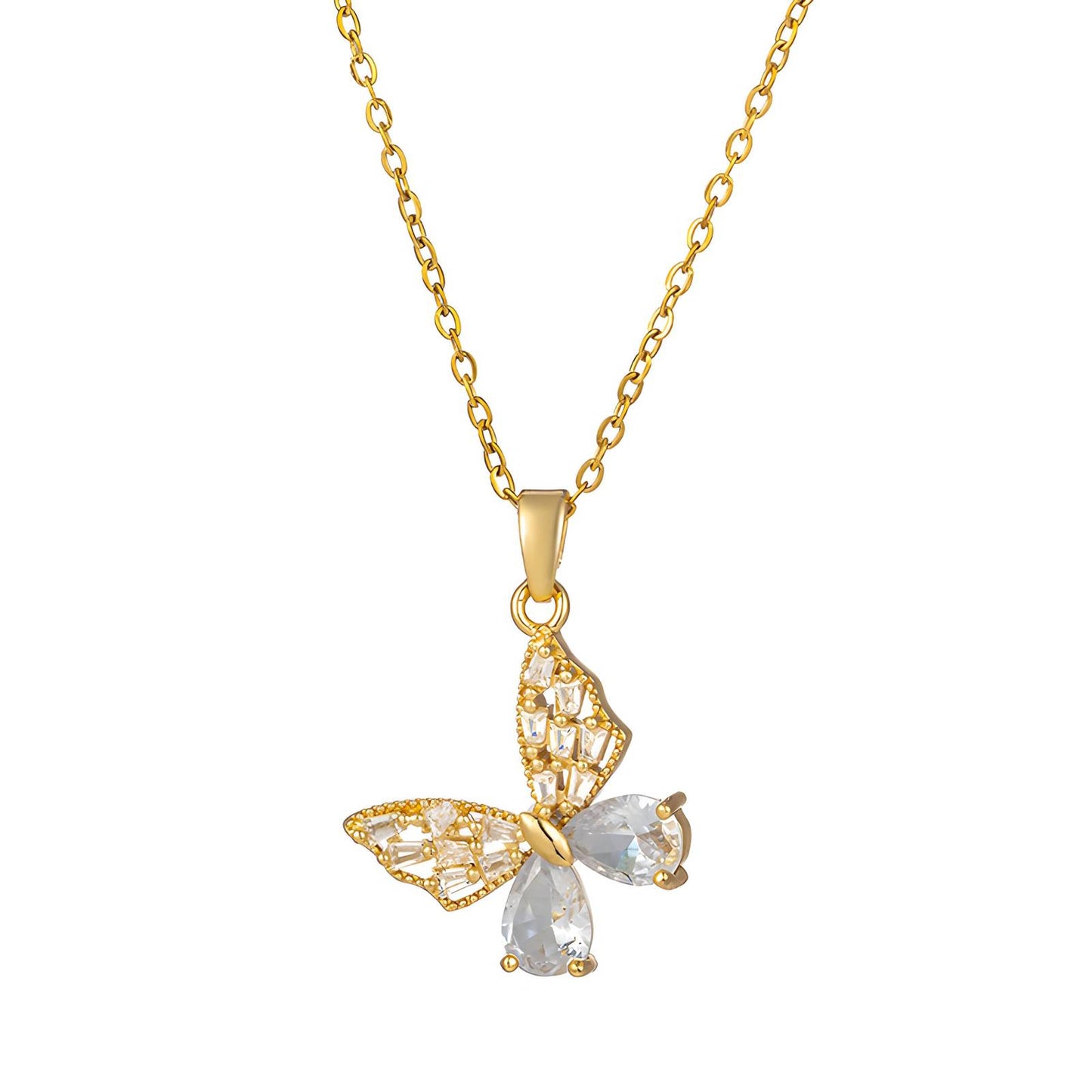 Butterfly Charm 18K Gold Plated Steel Necklace