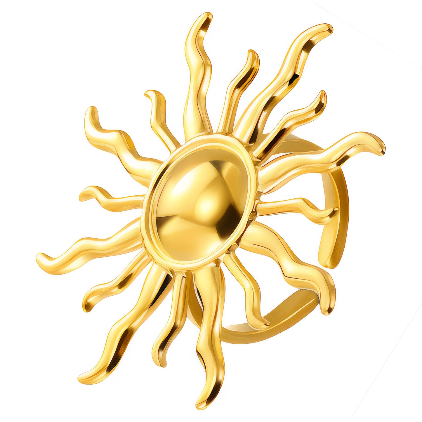 18K Gold Plated Steel Sun Ring