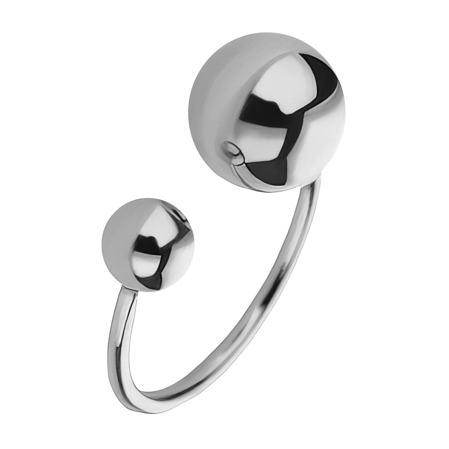 Stainless Steel Silver Double Ball Ring