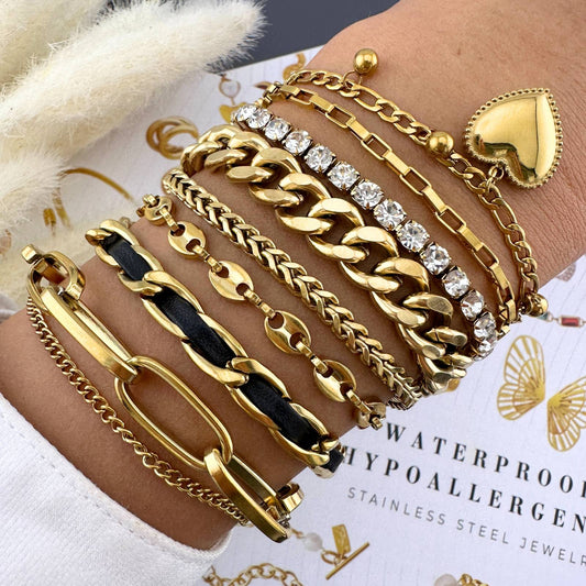 9 Piece Gold Bracelet Set