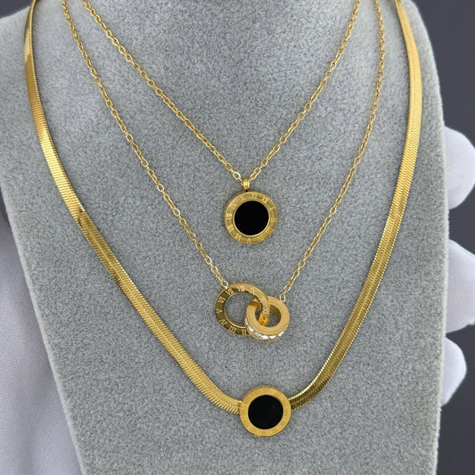 3 Piece Black and Gold Necklace