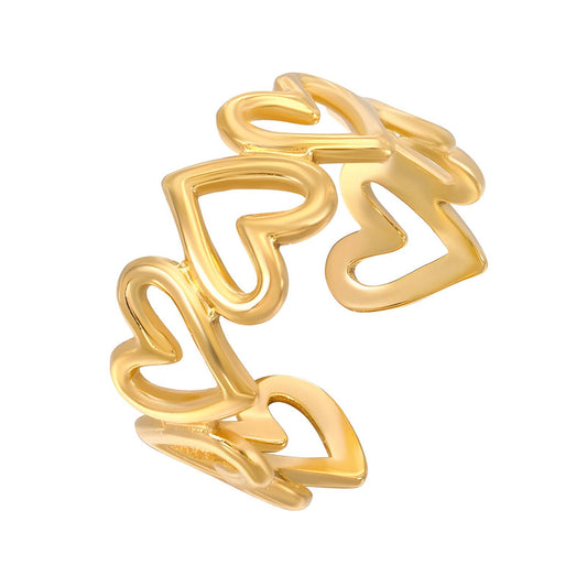 Woven Hearts 18K Gold Plated Steel Ring