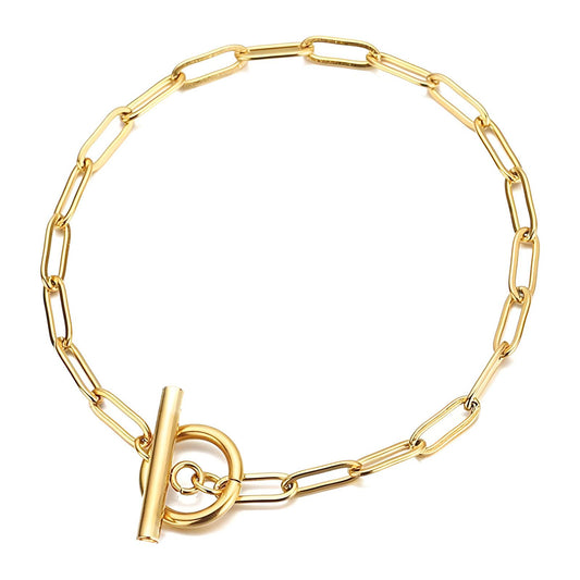 18K Gold Plated Steel Toggle Bracelet
