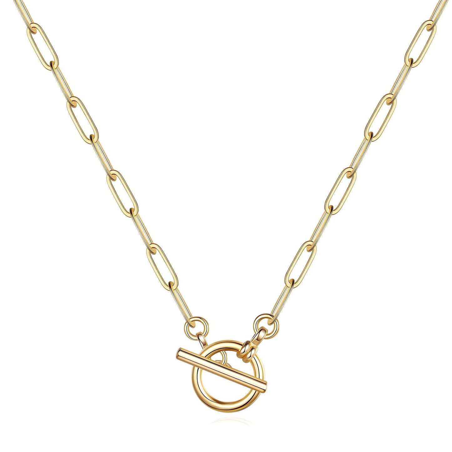 18K Gold Plated Steel Toggle Necklace