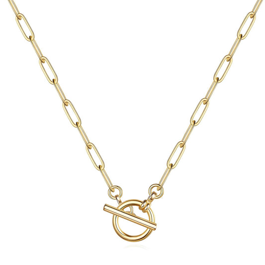 18K Gold Plated Steel Toggle Necklace