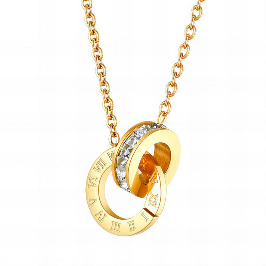 Double Ring 18K Gold Plated Steel Necklace