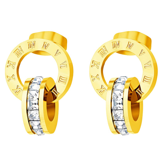 Double Ring 18K Gold Plated Steel Earrings