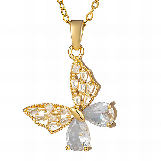 Butterfly Charm 18K Gold Plated Steel Necklace