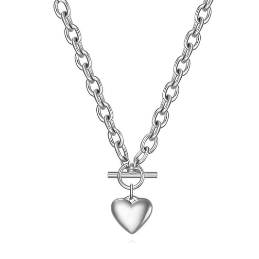 Anchored Heart Stainless Steel Silver Necklace