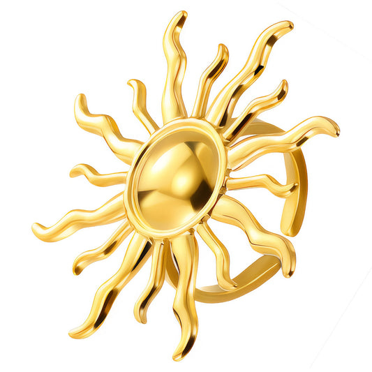18K Gold Plated Steel Sun Ring
