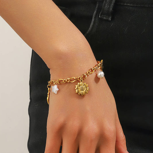 Sunflower 18K Gold Plated Steel Bracelet